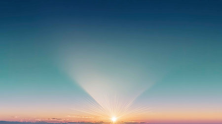 A stunning view of a sunrise over the horizon, showcasing vibrant colors and beautiful rays of sunlight illuminating the morning sky. Perfect for nature themes.の素材