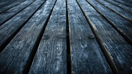 Close-up view of textured dark wooden planks showcasing detailed grain and weathered surface, perfect for backgrounds in rustic or modern designs.の素材
