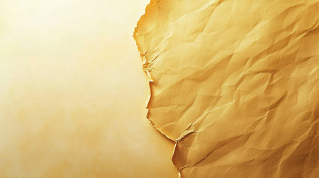This image showcases a beautifully crumpled golden paper background, perfect for use in elegant design projects that require a touch of luxury and sophistication.の素材