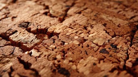 Explore the intricate details of a cork surface, highlighting its natural texture and unique patterns. This close-up showcases the organic beauty of cork, perfect for design projects.の素材