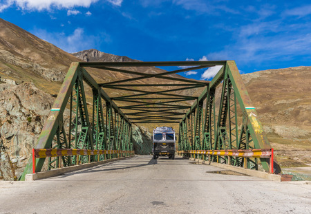 Ladakh, Jammu & Kashmir - India - along the Indus Valley, right at the border with Pakistan and China, between monasteries, mountains, rivers, lakes, and blue skiesのeditorial素材