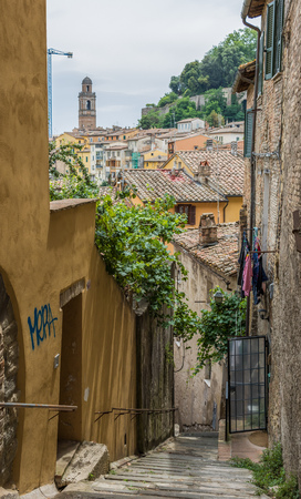 Perugia, Italy - one of the most interesting cities in Umbria, Perugia is famous for the medieval Old Town and its narrow alleysの写真素材