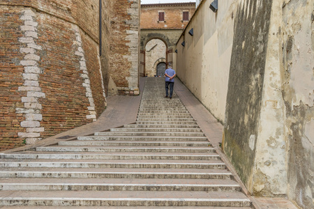 Perugia, Italy - one of the most interesting cities in Umbria, Perugia is famous for the medieval Old Town and its narrow alleysの写真素材
