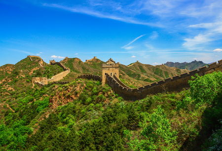 Jinshanling, China - probably the most famous landmark in China, the Great Wall runs for about 9.000 km. Here in particular a view of the Jinshanling sectionの写真素材