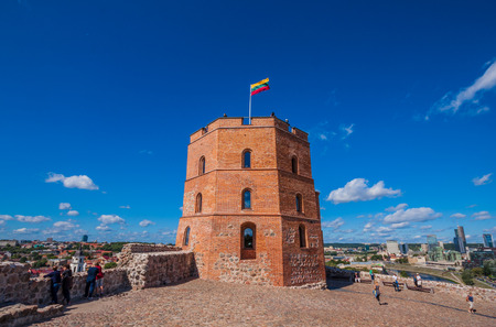 Vilnius is the capital and the main city of Lithuania. The Old Town is part of the Unesco World Heritage. Here a pictures of the Gediminas Tower, one of the main landmarksのeditorial素材
