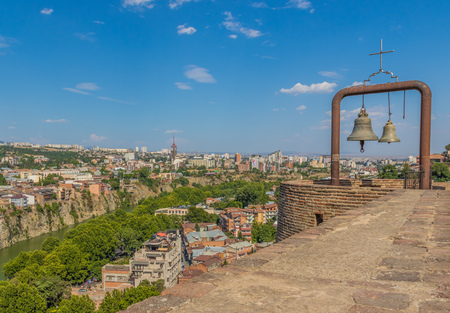 Tbilis, Georgia - modern and historical at the same time, the georgian capital is a city which displays a great amount of beauties and interesting spots. Here in particular a view of the Old Townの写真素材