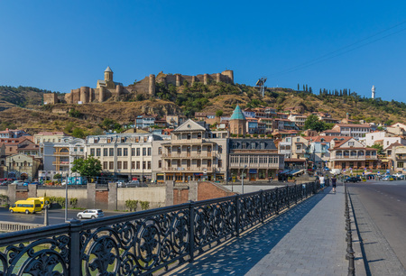 Tbilis, Georgia - modern and historical at the same time, the georgian capital is a city which displays a great amount of beauties and interesting spots. Here in particular a view of the Old Townの写真素材