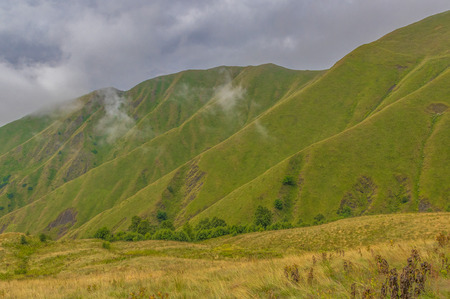 The Khevsureti region is one of the most impressive exemple of the Georgian stunning beauty, with its green and peaceful valleysの写真素材