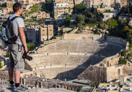 Amman, Jordan - 15th April 2014 - the capital of Jordan is a city a pleasant mix of history and modernity. Here in particular the Old Town seen from the Citadelのeditorial素材