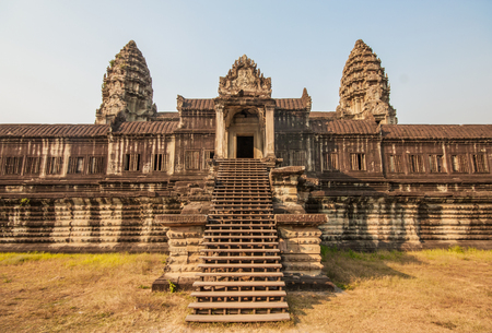 Angkor Wat, Cambodia - one the largest religious monument in the world, and the most famous landmark of the country. Here in particular the main templeのeditorial素材