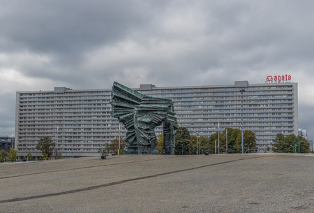 Katowice, Poland - one of the main cities of Silesia region, Katowice still presents a lot of landmarks from the communist era, like the Silesian Insurgents Memorial of the pictureのeditorial素材