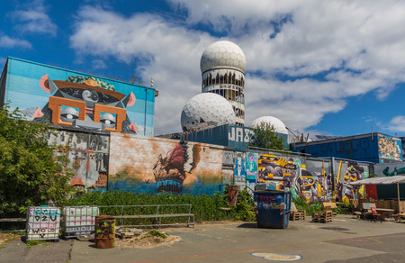 Berlin, Germany - famous during the Cold War for being a U.S. listening station, the Teufelsberg is today a street artists paradiseのeditorial素材