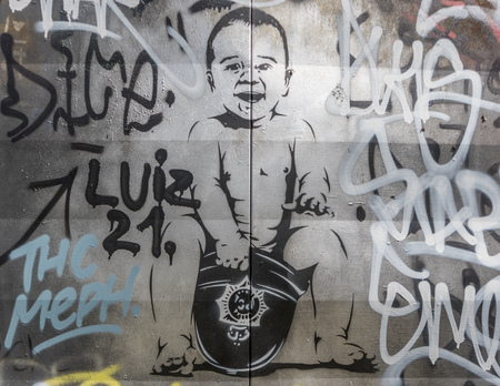 Berlin, Germany - famous during the Cold War for being a U.S. listening station, the Teufelsberg is today a street artists paradiseのeditorial素材