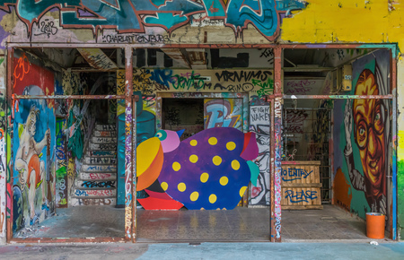 Berlin, Germany - famous during the Cold War for being a U.S. listening station, the Teufelsberg is today a street artists paradiseのeditorial素材