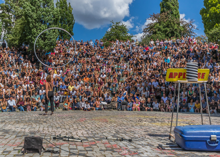 Berlin, Germany - famous for its Sunday market, the Mauerpark is also a great opportunity for skilled street artist and acrobats to get some fame and moneyのeditorial素材