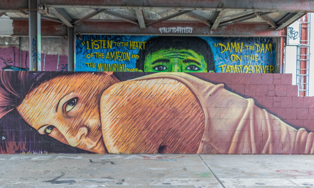 Berlin, Germany - famous during the Cold War for being a U.S. listening station, the Teufelsberg is today a street artists paradiseのeditorial素材