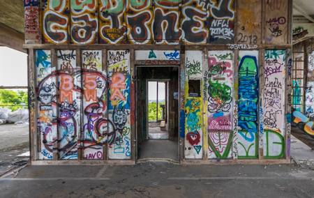 Berlin, Germany - famous during the Cold War for being a U.S. listening station, the Teufelsberg is today a street artists paradiseのeditorial素材
