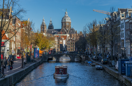 Amsterdam, Netherlands - main city and capital of the country, Amsterdam offers a splendid display of history and modernity. Here in the picture the Old Town and its famous canalsのeditorial素材