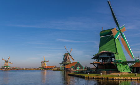 Zaanse Schans, Netherlands - considered a real open air museum, Zaanse Schans presents a collection of well-preserved historic windmills and housesのeditorial素材