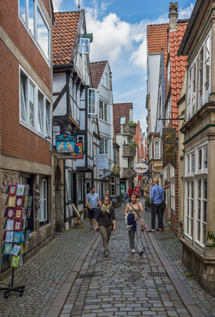 Bremen, Germany - Bremen displays a huge number of beautiful landmarks, with its churches, historical buildings, parks. Here in particular a glimpse of the Old Townのeditorial素材