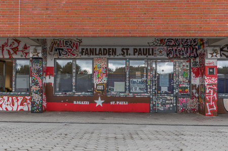 Hamburg, Germany - with its supporters strongly identified with their support of left wing politics, FC St. Pauli is one of the most popular football clubs in Germany, even if it did enjoy only modest success on the fieldのeditorial素材