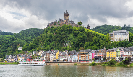Cochem, Germany - on the left bank of the Moselle river, the Cochem Imperial castle is a fine example of Gothic architecture and one of the most beautiful castles of Moselle valleyのeditorial素材
