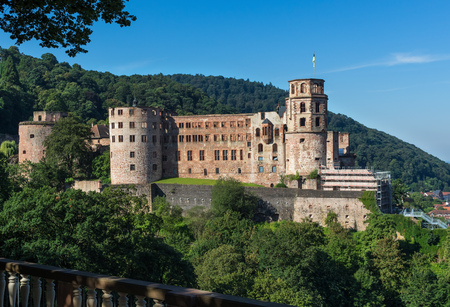 Heidelberg, Germany - a university town and popular tourist destination, Heidelberg is a main landmark. Here in particular a glimpse of its Baroque style Old Town and a romantic cityscapeのeditorial素材