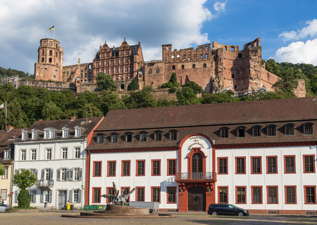 Heidelberg, Germany - a university town and popular tourist destination, Heidelberg is a main landmark. Here in particular a glimpse of its Baroque style Old Town and a romantic cityscapeのeditorial素材