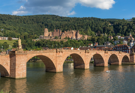 Heidelberg, Germany - a university town and popular tourist destination, Heidelberg is a main landmark. Here in particular a glimpse of its Baroque style Old Town and a romantic cityscapeのeditorial素材