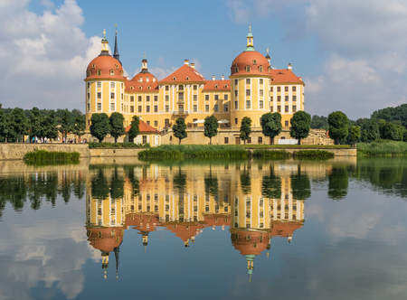 Moritzburg, Germany - about 13 kilometres northwest of Dresden, the Moritzburg Castle is a fine example of Baroque architecture and one of the most beautiful castles of Germanyのeditorial素材