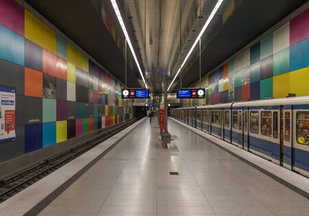 Munich, Germany - a modern and highly technological city, Munich presents a well developed metro system. Here one of the old town stationsのeditorial素材