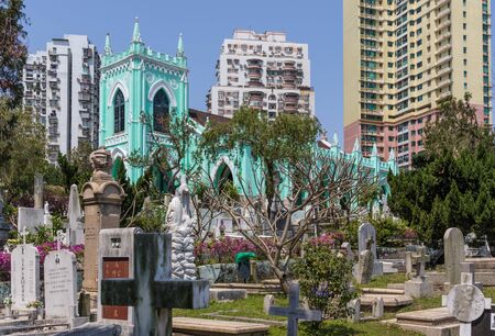 Macau, China - a Portuguese colony until 1999, a Unesco World Heritage site, Macau still presents many catholic landmarks. Here in particular a church in the Old Townのeditorial素材