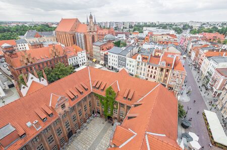 Torun, Poland - located on the Vistula River, Torun displays one of the most wonderful Gothic and Baroque architectures of Poland. Here in particular the Old Town, a Unesco World Heritage, seen from the Town Hallのeditorial素材