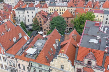 Torun, Poland - located on the Vistula River, Torun displays one of the most wonderful Gothic and Baroque architectures of Poland. Here in particular the Old Town, a Unesco World Heritage, seen from the Town Hallのeditorial素材
