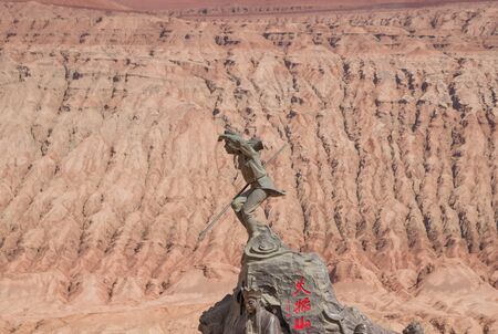 Turpan, China - located few kilometers East of Turpan,  near the northern rim of the Taklamakan Desert, the Flaming Mountain are called so for their red colorのeditorial素材