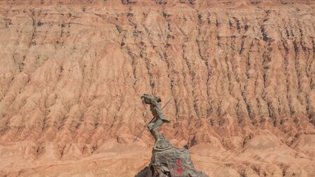 Turpan, China - located few kilometers East of Turpan,  near the northern rim of the Taklamakan Desert, the Flaming Mountain are called so for their red colorのeditorial素材