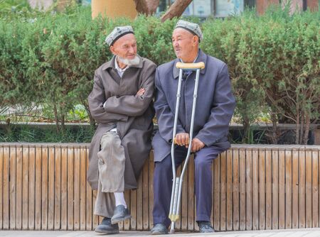 Kashgar, China - almost 85% of Kashgar inhabitants are Uyghurs, a minority Turkic ethnic group culturally affiliated with Central Asia populations. Here in particular an example of Kashgar Uyghursのeditorial素材