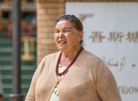 Kashgar, China - almost 85% of Kashgar inhabitants are Uyghurs, a minority Turkic ethnic group culturally affiliated with Central Asia populations. Here in particular an example of Kashgar Uyghursのeditorial素材
