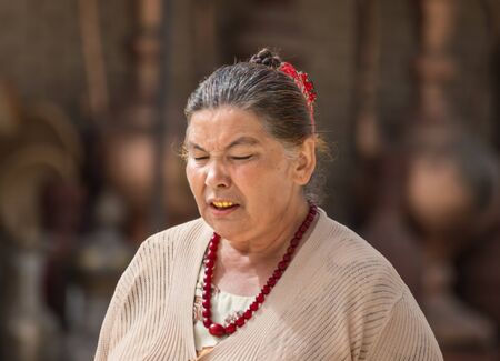 Kashgar, China - almost 85% of Kashgar inhabitants are Uyghurs, a minority Turkic ethnic group culturally affiliated with Central Asia populations. Here in particular an example of Kashgar Uyghursのeditorial素材