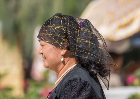 Kashgar, China - almost 85% of Kashgar inhabitants are Uyghurs, a minority Turkic ethnic group culturally affiliated with Central Asia populations. Here in particular an example of Kashgar Uyghursのeditorial素材