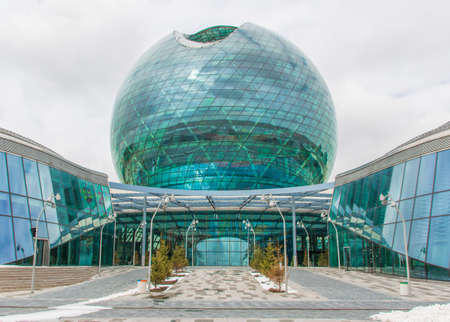 Nur Sultan, Kazakhstan - built for the Expo 2017 Astana, the Nur Alemi pavilion is one of the main landmarks of the city. Here in particular its round shapeのeditorial素材