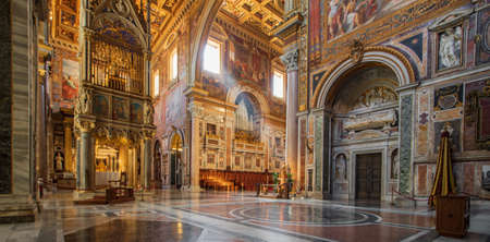 Rome, Italy - following the coronavirus outbreak, the Italian Government has decided for a massive curfew. Now, even cities like Rome look like ghost towns. Here in particular the usually crowded San Giovanni basilicaのeditorial素材