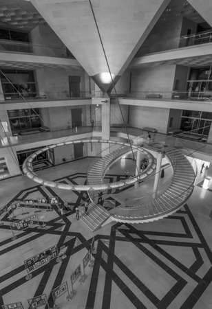 Doha, Qatar - built on one end of the Corniche, the Museum of Islamic Art is the first of its kind to feature 14 centuries of Islamic art. Here in particular its postmodern architectureのeditorial素材