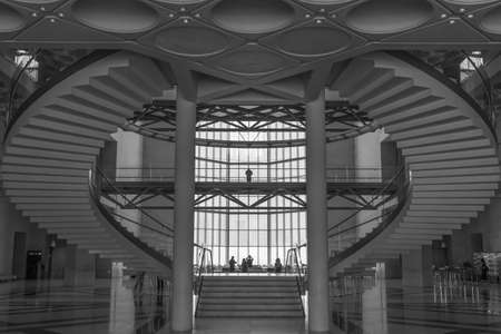 Doha, Qatar - built on one end of the Corniche, the Museum of Islamic Art is the first of its kind to feature 14 centuries of Islamic art. Here in particular its postmodern architectureのeditorial素材