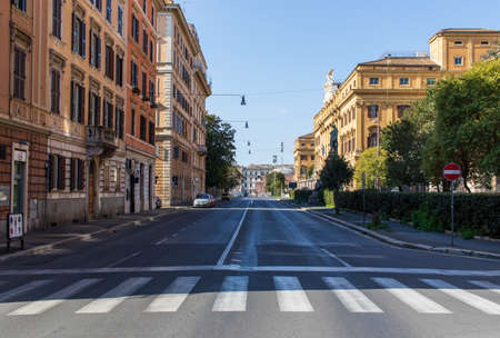 Rome, Italy - following the coronavirus outbreak, the Italian Government has decided for a massive curfew, and cities like Rome look like ghost towns. Here in particular the empty streets of Romeのeditorial素材