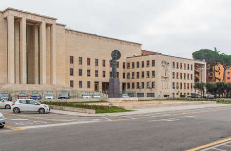Rome, Italy - following the coronavirus outbreak, the Italian Government has decided for a massive curfew. Here in particular the empty Sapienza Universityのeditorial素材
