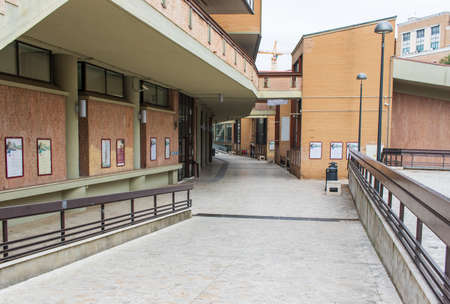 Rome, Italy - following the coronavirus outbreak, the Italian Government has decided for a massive curfew. Here in particular the empty Sapienza Universityのeditorial素材
