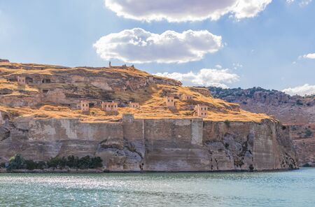 Halfeti, Turkey - most of the village was submerged in the 1990s under the waters behind the dam on the Euphrates. Here in particular the old village nowadaysの写真素材