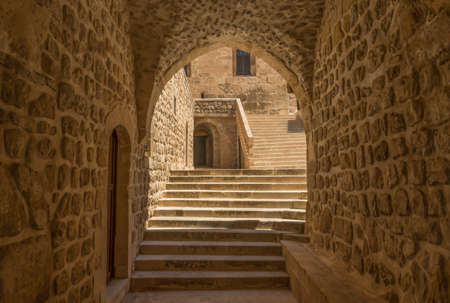 Mardin, Turkey - an amazing mix of cultures and heritages, Mardin is a treasure, with its narrow alleys, its churches, mosques and madrassas. Here in particular a look of the Old Townのeditorial素材