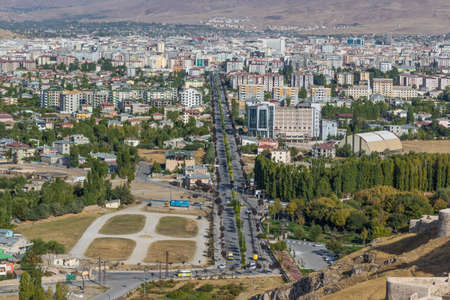 Van, Turkey - at the border with Iran, Van and its wonderful lake are splendid places to visit. Here in the picture the Old Town and the Van Lake seen from the castleのeditorial素材
